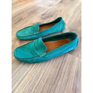 Mercanti Fiorentini Teal Nubuck Leather Driving Moccasins - size 9 - V10